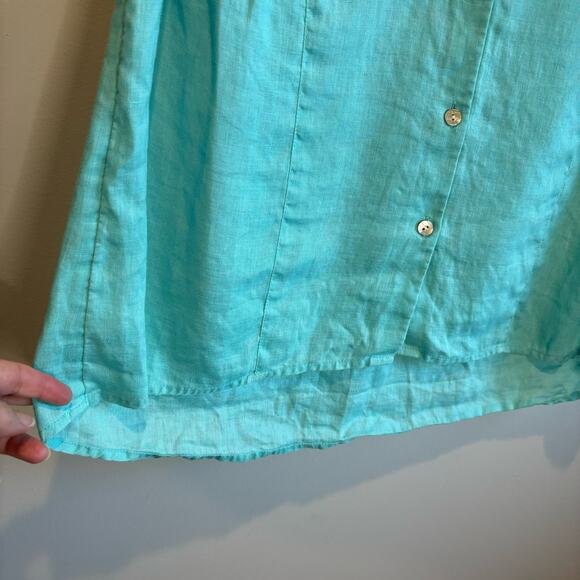J. Jill Love Linen Turquoise Sleeveless Button Down Tunic Top - size XS - Picture 4 of 7